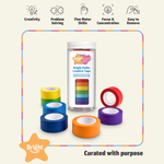 Bright Paths Creative Tape rolls and canister supporting creativity, problem solving and fine motor skills