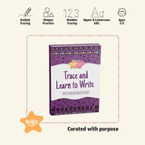 Bright Autism Trace and Learn to Write Workbook cover with guided tracing, shapes, number tracing and ABC practice for ages 3-5